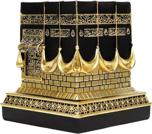 Islamic Kaba Replice Model,Muslim Turkish Home Table Decorations,Islamic Ramadan Showpiece,Golden Black Islamic Prayer House Model,Eid Ramadan、umrah Gift (Golden Black) by Unknown