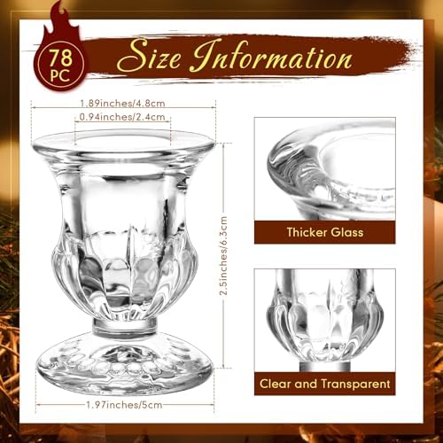 Foaincore 78 Pack Glass Candlestick Holders Bulk 2.5 Inch Taper Candle Holders Small Ritual Candle Stand Table Centerpieces for Wedding Christmas Valentine's Festival Party Dining Decorations (Clear) - Image 2