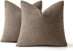 MIULEE 24x24 Decorative Euro Sham Boucle Couch Pillow Covers Light Brown - Image 6