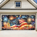 ANNA QUEEN Garage Door Banner 6x13FT, Large Patriotic Garage Door Cover with Flag & Fireworks Outdoor, Garage Decoration for Parties Home Decor by ANNAQUEEN
