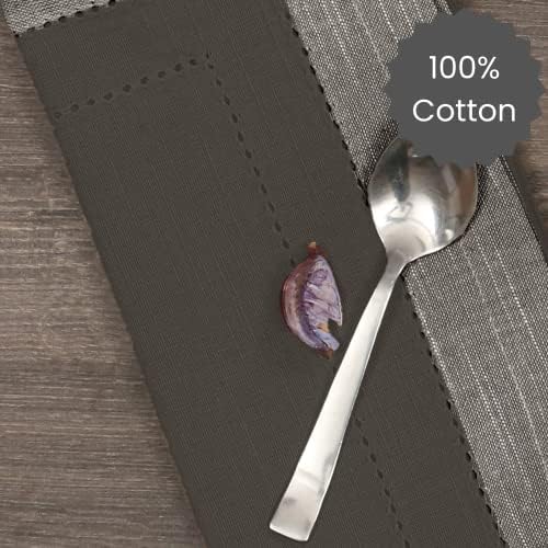 Cotton Clinic Set of 12 Hemstitch Cloth Napkins 100% Cotton 20X20 inches - Ultra Soft Absorbent Restaurant Hotel Quality - Cocktail Napkins Wedding Dinner Napkins - Washable Cloth Napkins Grey - Image 3