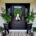 Boxwood Wreaths for Front Door Spring Summer Wreaths Farmhouse Hanger,Last Name Initial Year Round Porch Decor, Door Wreath with Personalized Monogram sash Embroidered -20 inch (D) - Image 2