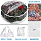 ProPik Christmas Wreath Storage Bag - 2 Pack Artificial Christmas Wreath Storage Container- Garland Holiday Wreath Storage Holder –Water Proof Transparent Clear PVC - with Handles (White, 48 Inch) - Image 5