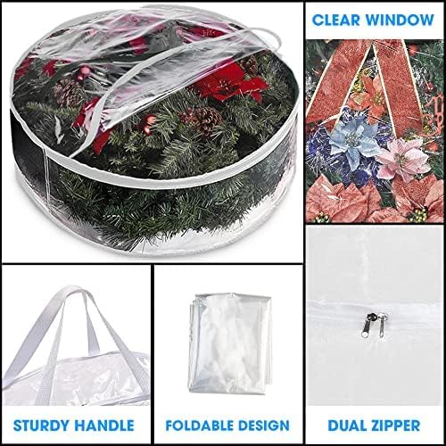 ProPik Christmas Wreath Storage Bag - 2 Pack Artificial Christmas Wreath Storage Container- Garland Holiday Wreath Storage Holder –Water Proof Transparent Clear PVC - with Handles (White, 48 Inch) - Image 5