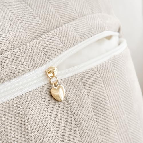 MIULEE Pack of 2 Cream Beige Euro Shams Chenille Pillow Covers 24x24 Inch - Image 4