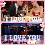 I Love You Light up Letter 24 Candles & 2000 Rose Petals, Red Pink - Image 5