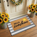 2 Pcs Layered Front Porch Decor, Hello Sunshine Welcome Doormats Summer Coastal Entryway Rug Set, Black and White Striped Crystal Velvet Base and PVC Coil Door Mat, 15.7x23.6 & 23.6x31.5 by Unknown