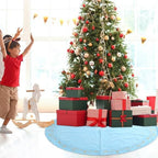 60inch Extra Large Christmas Tree Skirt Blue Luxury Velvet Plush Fur Skirts with Gold Embroidery Xmas Velvet Tree Skirt Holly Leaves Gold Embroidered Trees Skirts for Christmas Holiday Party Decor - Image 5