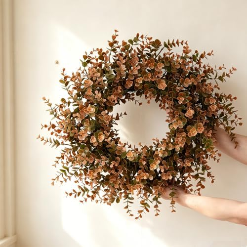 Large Artificial Fall Wreath Eucalyptus Leaves for Front Door Outdoor Decor - Image 3