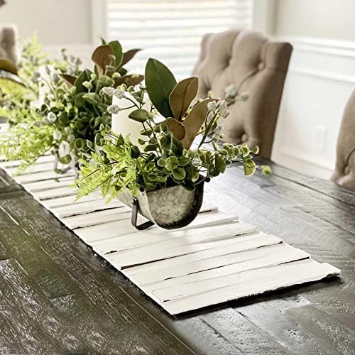 Wooden Table Runner,Natural Durable Wood Table Runner,50 x 12 Inches,Coffee Table Runner with Thick Felt Backing,Table Decorations for Dining Room,Farmhouse Decor,Wedding Decor,White by MFXIP
