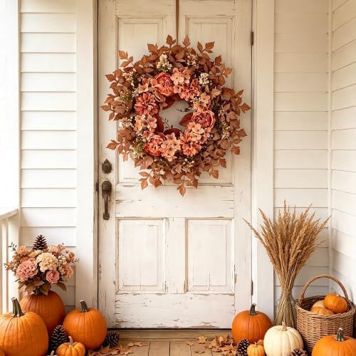 26" Fall Wreath for Front Door Outside - Large Artificial Autumn Home Decor - Image 7