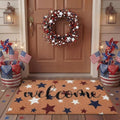 Tingjoo 2 Pcs 4th of July Door Mat and Patriotic Wreath for Front Door by Tingjoo
