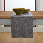 Solino Home 100% Pure Linen Table Runner Black Long, Athena 14 x 120 in - Image 2