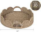 StorageWorks Wicker Scalloped Tray, Decorative Woven Tray for Coffee Table - Image 3