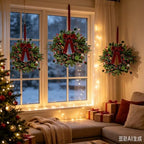 6 Pcs Small 4th of July Hanging Wreaths for Cabinets Patriotic Mini Candle Ring Wreath with Red White Blue Flowers (4, Greenery with Red Bells Pinecones) - Image 4