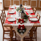 Cloth Red Placemats Set of 8, Linen Type Fabric Placemats Machine Washable Heat Resistant Placemats Polyester Place Mats for Halloween, Thanksgiving, Christmas and Valentine Dining Table (Red) - Image 4