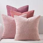 Topfinel Pink Throw Pillow Covers 16x16 Inch Set of 4,Soft Farmhouse Corduroy Decorative Cushion Cover,Square Cute Pillow Case for Gril's Bedroom Couch Sofa Living Room,Spring Series Home Decor by Topfinel
