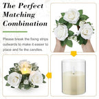 Yunlly 32 Pcs Rose Candle Rings with Candles Sets, White - Image 3