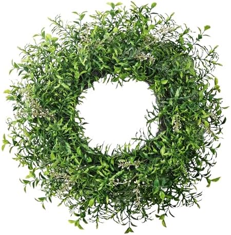 24 Inch Summer Wreaths for Front Door Wreath Spring Outdoor Green Door Wreath for All Seasons Porch Wall Indoor Outdoor Living Room Bedroom Window Farmhouse Home Decoration by MDSTBN