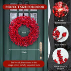 22" Christmas Wreath for Front Door, Christmas Decorations - Image 2