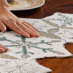 ALPHA Living HOME 36-Inch Beaded Table Runner, Glitz Decorative Runner for Dining Table, Wedding, Bridal Shower, Christmas & Farmhouse Décor, Chiffon White Sapphire - Image 6