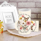 Butterfly Flowers Flickering Flameless Candles Mothers Day Candles Battery Operated Candles with Remote Control Color Changing LED Pillar Candles Your Love is My Compass Decorations for Home - Image 4