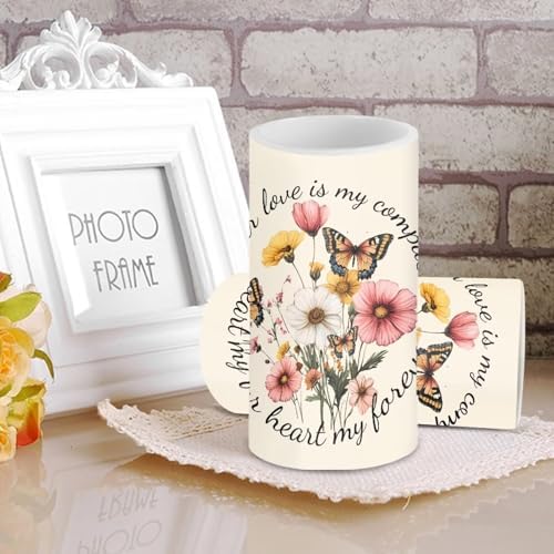 Butterfly Flowers Flickering Flameless Candles Mothers Day Candles Battery Operated Candles with Remote Control Color Changing LED Pillar Candles Your Love is My Compass Decorations for Home - Image 4