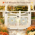 26 Inch Fall Wreath for Front Door, Autumn Thanksgiving Decor (White) - Image 4