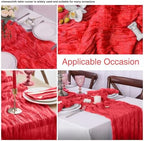 12 Pack Red 10 Ft Cheesecloth Table Runner 20x120 Inch Boho Wrinkled Sheer Romantic Gauze Decor for Wedding, Bridal Shower, Birthday Party - Image 4