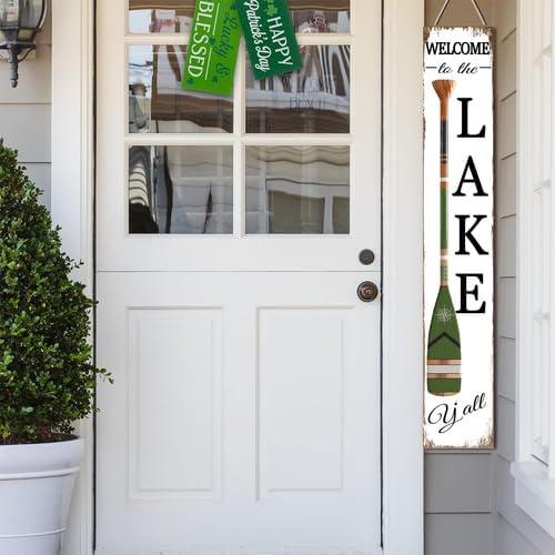 Welcome To The Lake Y'all Board 8x48inch Rustic Lake House Welcome Standing Sign for Front Door Porch, Farmhouse Oar Theme Vertical Yard Outdoor All Season Decorations - Image 7