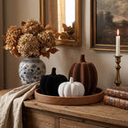 White Black Brown Flocked Pumpkins, Resin Pumpkin Modern Thanksgiving Decor - Image 4