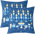Erosebridal Happy Hanukkah Throw Pillow Covers Menorah Stars Candles Pillow Cases 24X24 Inch for Sofa Bed Couch,Chanukah Decorative Cushion Covers 2Pcs by Erosebridal