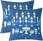 Erosebridal Happy Hanukkah Throw Pillow Covers Menorah Stars Candles Pillow Cases 24X24 Inch for Sofa Bed Couch,Chanukah Decorative Cushion Covers 2Pcs by Erosebridal