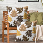 Set of 2 Embroidered Decorative Throw Pillow Covers Couch Square Pillowcases Cushion for Bedroom Sofa Farmhouse Decor 18x18 Inch (Yellow Maple Leaf) - Image 4