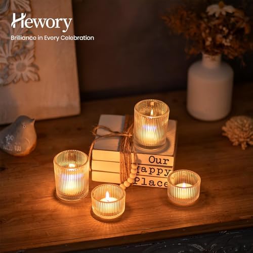Hewory Glass Tealight Candle Holder: 24 PCS Clear Votive Candle Holders - Image 6
