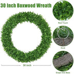 30Inch Green Boxwood Wreaths for Front Door Realistic All Season Eucalyptus - Image 3