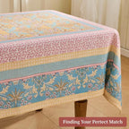Vintage Floral Tablecloth Rectangle – Boho Farmhouse Printed Table Cloth with Blue Yellow Patchwork Design, Waterproof Table Cover for Dining Table, Outdoor Picnic & Summer Party, 55x71 - Image 6