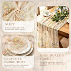 3 Pcs Floral Table Runner 10ft Embroidery Soft Flower Tulle - Image 4