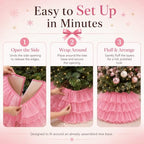 Halloscume 25 Inch Pink Tulle Christmas Tree Collar Skirt Wedding - Image 3