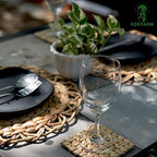 Round Woven Placemats Set of 6, 13.4 Inch Water Hyacinth Charger Plates for Dinner Plates, Handwoven Wicker Table Mats with Flower Edge, Boho Farmhouse Kitchen Table Decor, Natural Rattan Look - Image 6