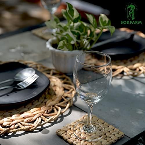 Round Woven Placemats Set of 6, 13.4 Inch Water Hyacinth Charger Plates for Dinner Plates, Handwoven Wicker Table Mats with Flower Edge, Boho Farmhouse Kitchen Table Decor, Natural Rattan Look - Image 6