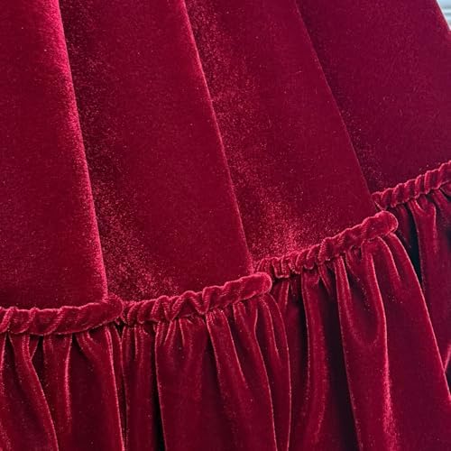 Ruffled Velvet Christmas Tree Skirt with Foam Padding, Nylon Backing and Lace-Up Tie Closure (Burgundy, 72-Inch) - Image 4