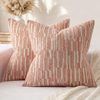 a moment Boho Striped Decorative Throw Pillow Covers Set of 2,22"X22",Pink by amoment