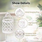 6 Pcs Wedding Centerpieces, Vintage Candle Lantern Decorative Metal Candle Holders for Hanging or Table Top Home Decor Wedding Party Accessories, 5.5 inch Height, White - Image 6