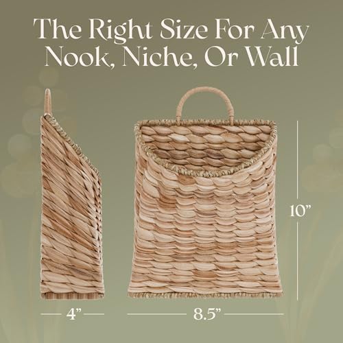 Water Hyacinth Wall Hanging Basket for Front Door, Flat Back - Image 4