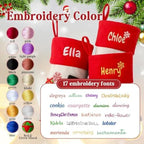 Personalized Christmas Stockings with Embroidered Name & Monogram,Custom 3D Xmas Character Stocking 5 Pack 18” Large,Santa,Snowman & Reindeer Fireplace Hanging Burlap Plaid Stockings(A) - Image 4