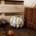 winemana 16 Pcs Golden and White Pumpkins Fall Decorations for Home - Image 6