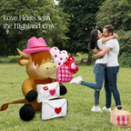 5FT Valentines Day Inflatables Highland Cow with Hearts and Love Letters, Romantic Blow Up Decorations, LED Lighted Outdoor Valentine Decor for Anniversary, Wedding, Party, Indoor Yard - Image 3