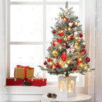 GAOMON 3ft Prelit Snow Flocked Christmas Tree with White Snowman Box Base by GaoMon