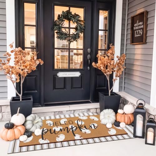 Tinideya 2 Pcs Fall Hello Pumpkin Layered Door Mat, 47'' x 16'' by Tinideya